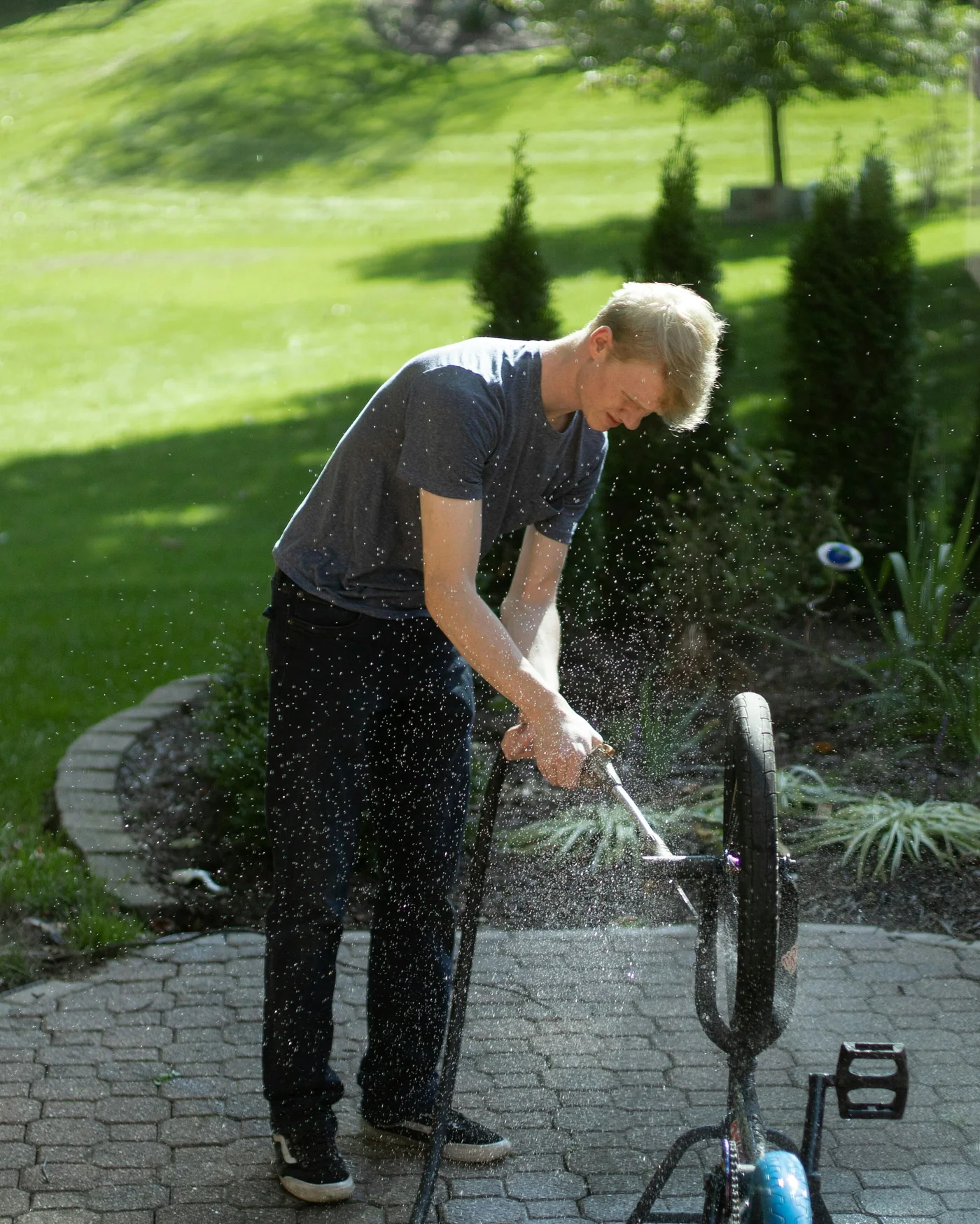 Pressure washed patio